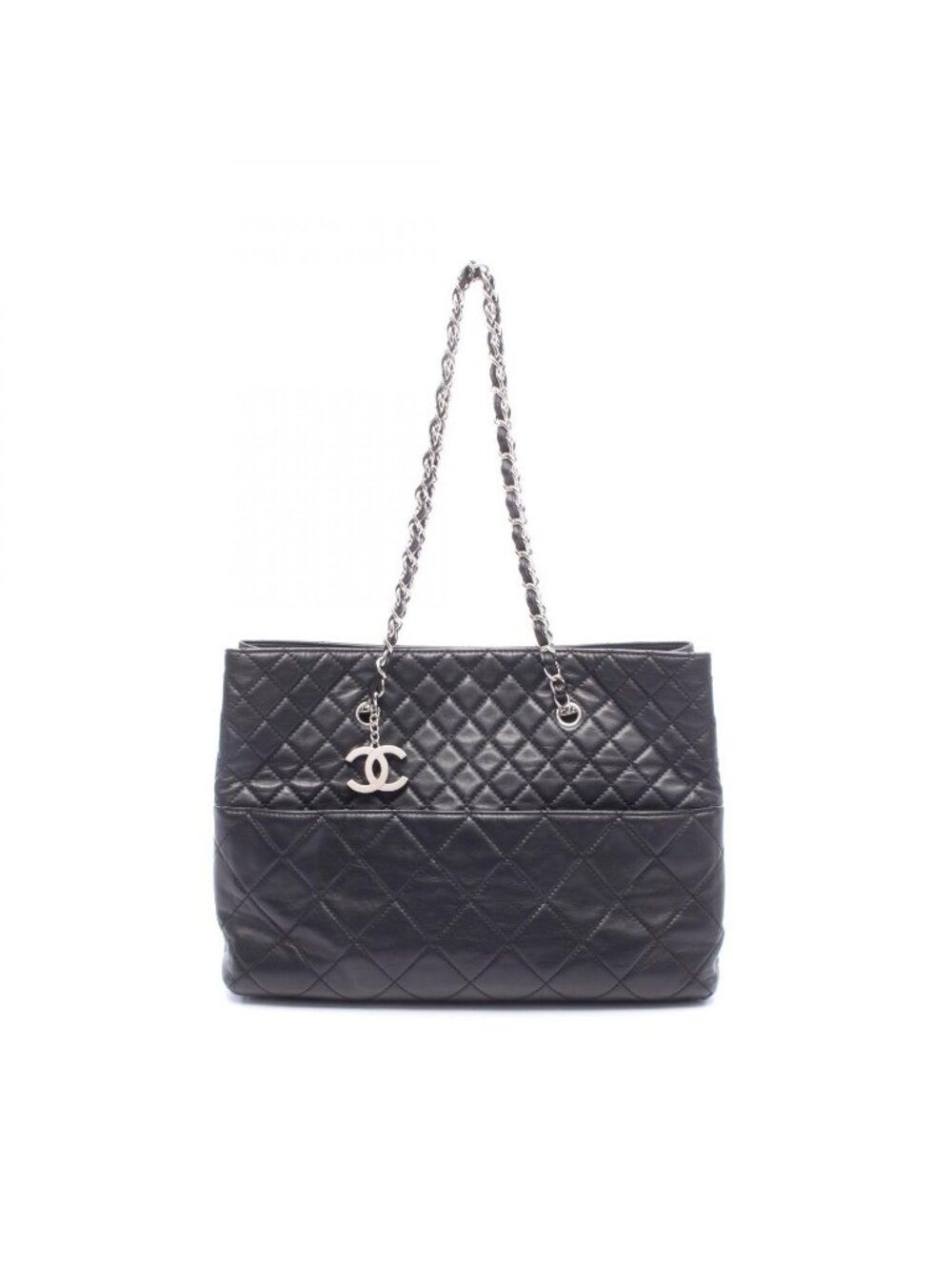 Chanel Tote Bag Quilted Black Lambskin Chain